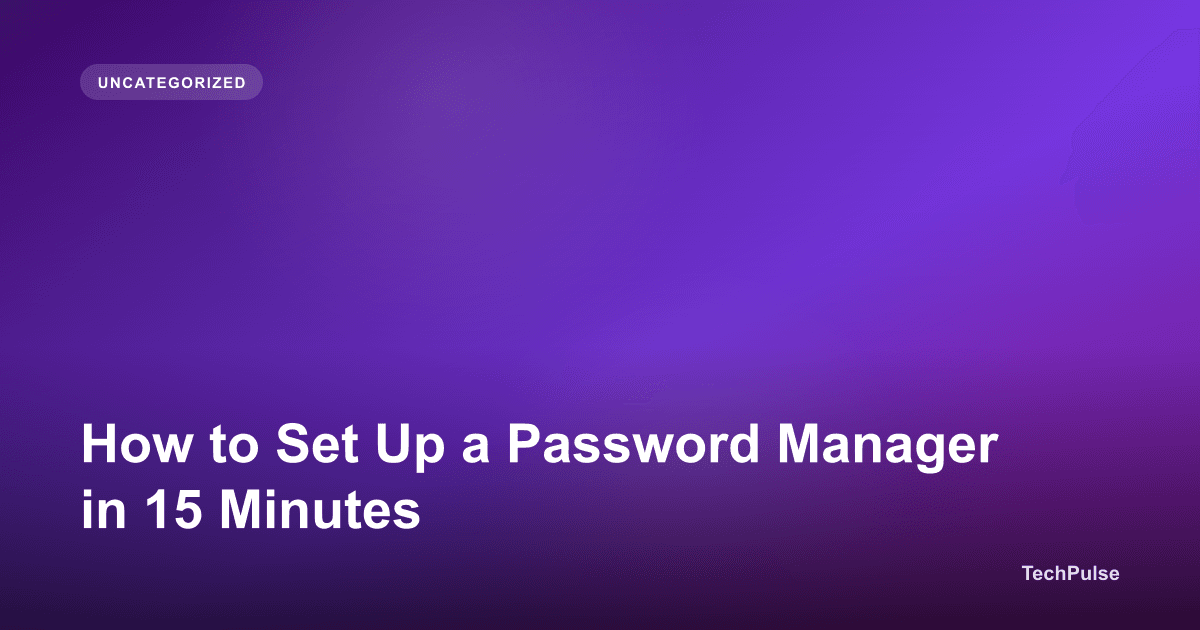 How to Set Up a Password Manager in 15 Minutes